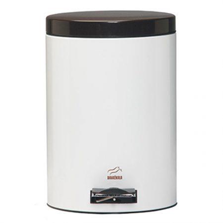 سطل زباله پدالدار 14 لیتری سفید براق درب قهوه ای بهازکالا کد 16162016